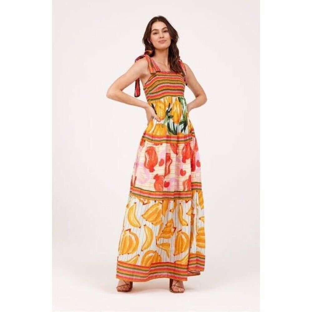 Anthropologie Farm Rio Printed Tiered Maxi Dress Size XL